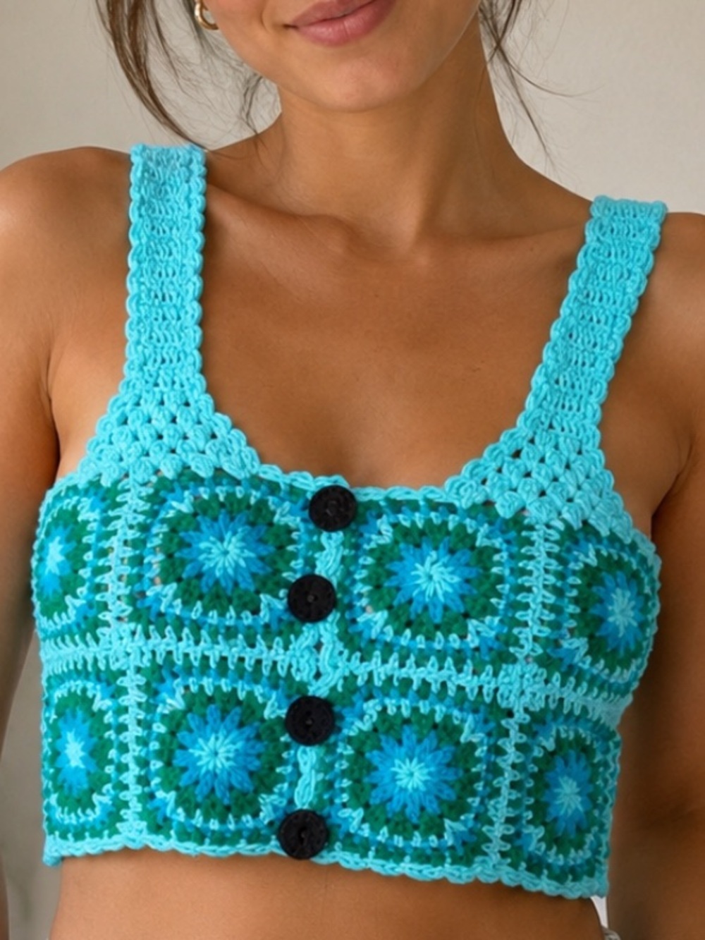 Akoia Swim Crochet Knit Crop Top XS